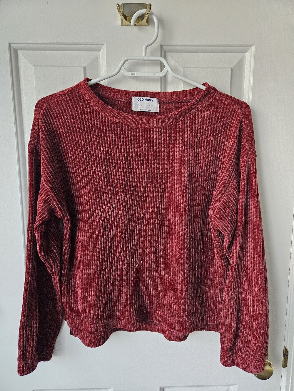 Old Navy Girls XL Burgundy Chenille Ribbed Sweater